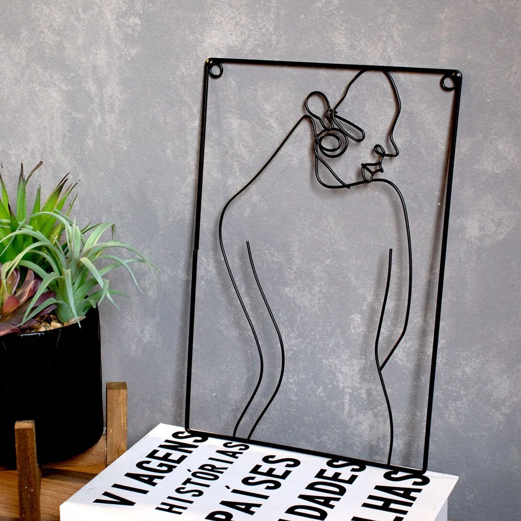 Enfeite de Parede Em Metal Preto Corpo Mulher 30x20x1 Cm - D'Rossi