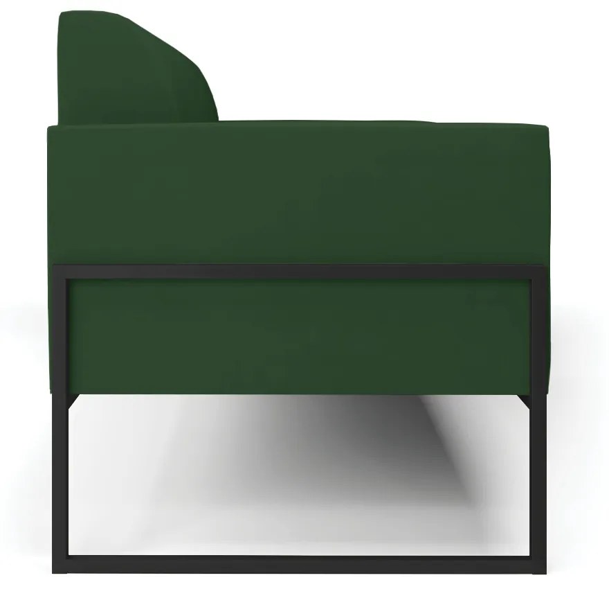 Sofá Namoradeira Base Industrial Alta Preto Marisa Veludo D03 - D'Rossi - Verde
