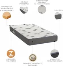 Colchão Solteiro Light Bordado Espuma D33 Selada 78x188x14cm - Ortobom