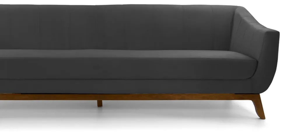 Sofá 3 Lugares Odeon D07 230cm Base Madeira Veludo Cinza - D'Rossi