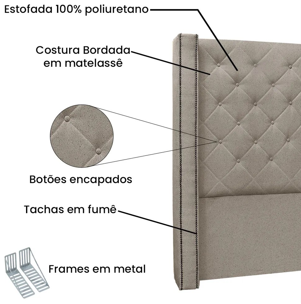 Cabeceira Cama Box Casal 140 cm Vicenza Linho S04 - D'Rossi - Areia