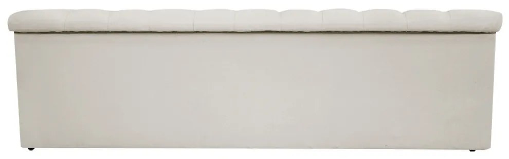 Recamier Baú Estofada Mel 195 cm King Size Com Capitonê Suede Bege - ADJ Decor