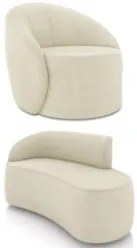 Sofá 2 Lugares 140cm Wendi e Poltrona Steve Suede Bege I01  - Mpozenat