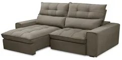 Sofá Retrátil Reclinável 3 Lugares 230cm Damy F05 Veludo Marrom - Mpoz