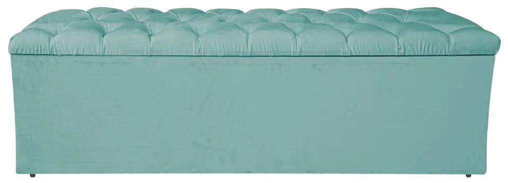 Calçadeira Estofada Liverpool 195 cm King Size Suede Azul Tiffany - ADJ Decor