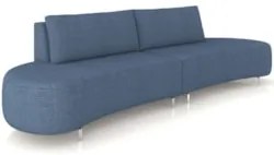 Sofá 3 Lugares 200cm Orgânico Pé Ferro Nagai Linho Azul Z55 - Mpozenat