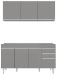 Armário Cozinha e Balcão Para Pia 150cm Marrocos Cinza      - Lumil