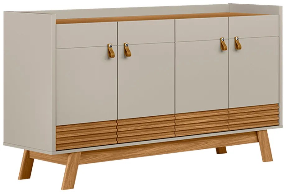 Buffet Aparador Dara 4 Portas Nature e Off White 88x160 cm  L04- D'Rossi