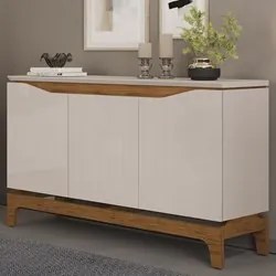 Balcão Buffet para Sala de Jantar 3 Portas 139cm Alice D04 Freijó/Off