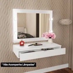 Penteadeira Suspensa com Painel Espelho Branco - Tecno Mobili