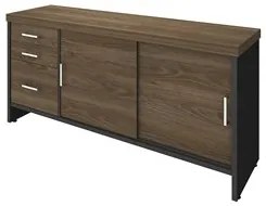 Conjunto Escritório 3 Peças Mesa Lado Direito Corp A06 Charuto/Preto -