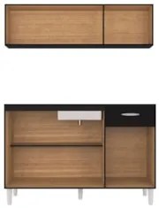 Armário Aéreo e Balcão de Cozinha 120cm com Tampo Classic Z46 Preto -