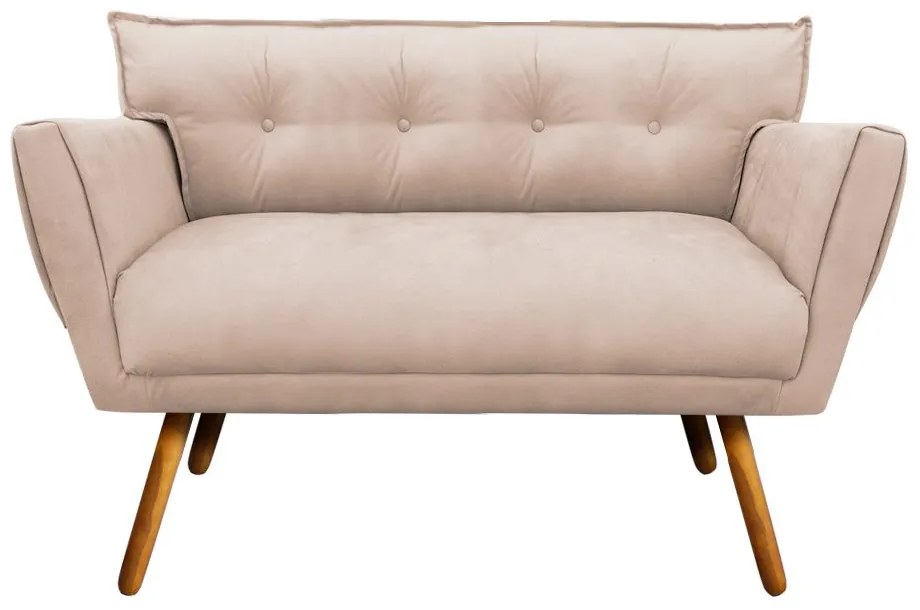 Kit 1 Namoradeira 2 Lugares E 2 Poltronas Anitta Suede Pés Palito Castanho D03 - D'Rossi - Bege