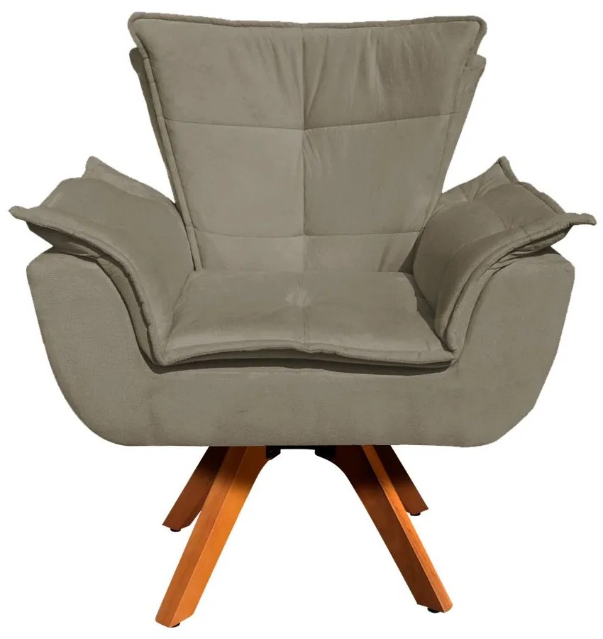 Poltrona Sala de Estar Giratória MM30 Kit 2 Opala Suede Marrom Rato