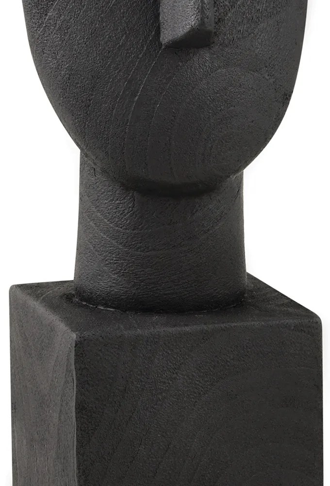 Escultura Decorativa "Face" Em Poliresina Preto 42x14,5 Cm - D'Rossi