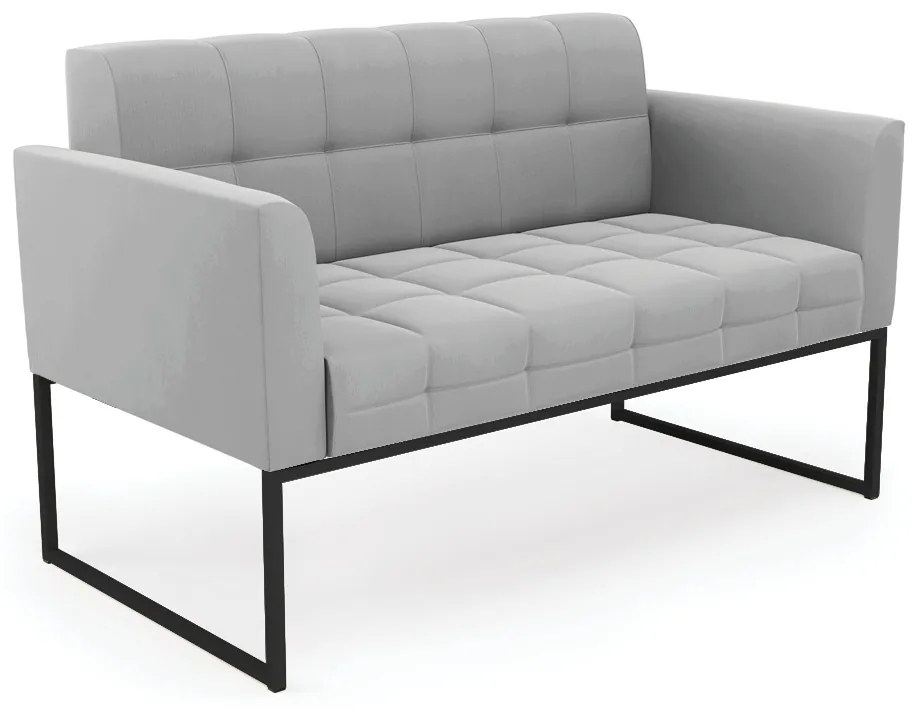 Sofá Namoradeira Elisa Suede Base Metálica Industrial Preto - D'Rossi - Cinza
