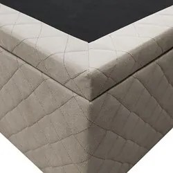 Base Box Baú para Cama Viúva 128x188cm Liz S05 Suede Bordado Bege - Mp