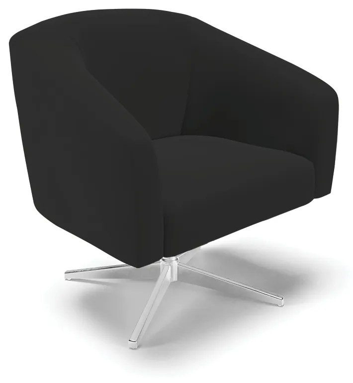 Poltrona Decorativa Giratória Cromada Kit 2 Stella Veludo Preto D03 - D'Rossi