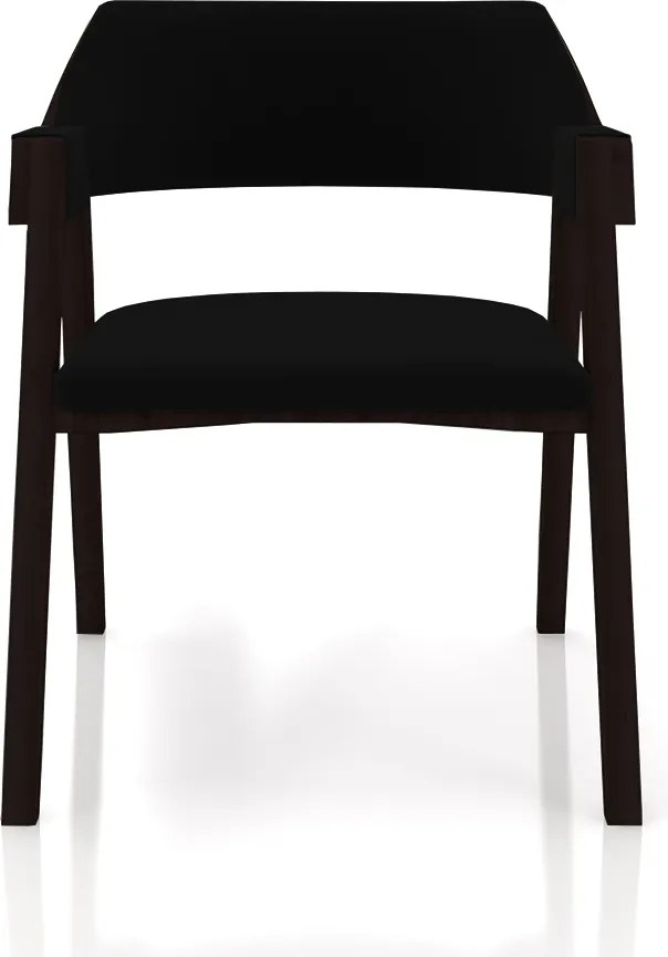 Cadeira Sala de Jantar e Jogos Carteados Madeira Maciça Poker Veludo Preto/Tabaco G42 - Gran Belo