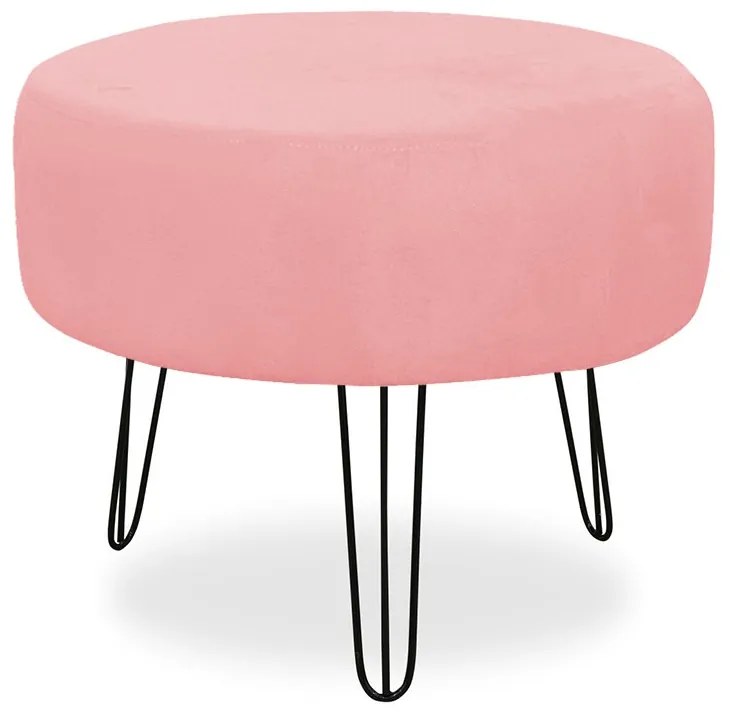 Puff Redondo para Sala Chloe Suede Rosê