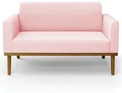 Sofá Namoradeira e 2 Poltronas Base Madeira Castanho Maressa Suede Ros