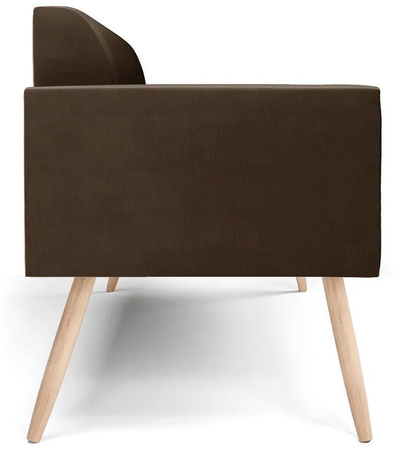 Sofá Namoradeira Pés Palito Natural Marisa Suede Marrom D03 - D'Rossi