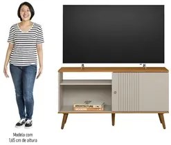 Rack Bancada de TV 50 Polegadas Rebu L06 Nature/Off White - Mpozenato