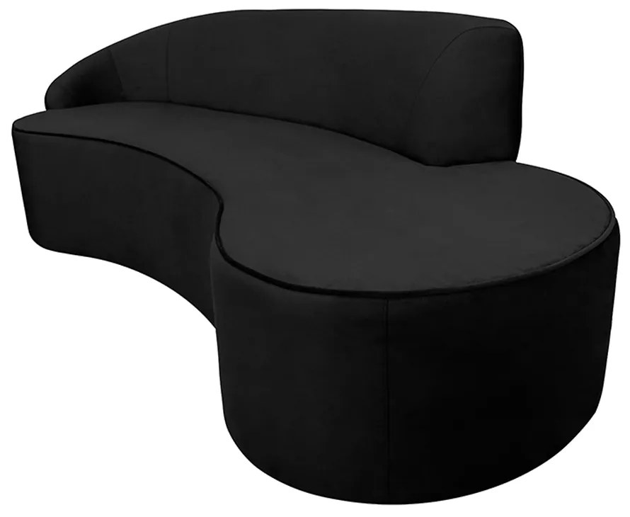 Sofá Decorativo 3 Lugares 210cm Abby Encosto Esquerdo Curvo Veludo Preto G15 - Gran Belo