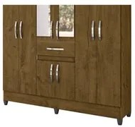 Guarda Roupa de Casal Portugal 08 Portas e Espelho Castanho Wood - Mov