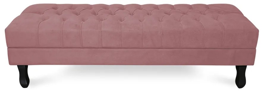 Puff Baú Decorativo Capitonê Luis XV 100x40cm Suede Rosa - Sheep Estofados - Rosa