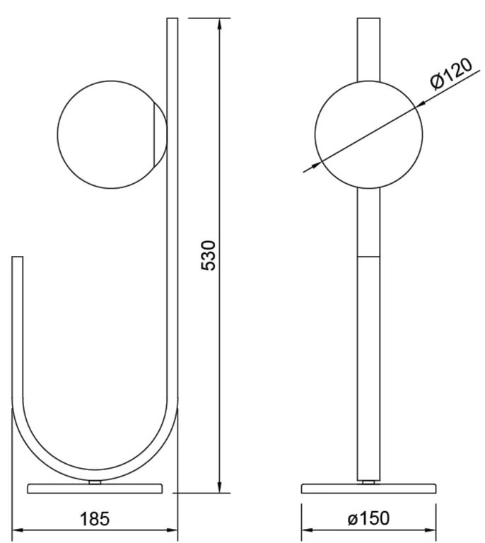 Abajur Dama Ø15X53Cm 1Xg9 / Globo Ø12Cm | Usina 16809/1 (FN-F - Fendi Fosco, FOSCO)