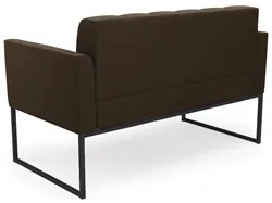 Sofá Namoradeira e 2 Poltronas Base Industrial Preto Ana Suede Marrom
