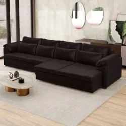 Sofá Retrátil 5 Lugares Para Sala 414cm Dijon Couro Bordô S07 - Mpozen