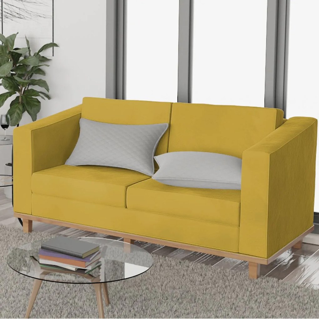 Kit Sofá 2 Lugares e 2 Poltronas Europa Suede Amarelo ADJ Decor