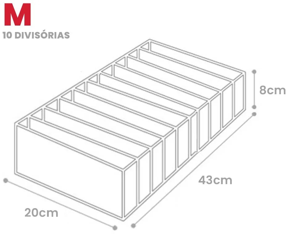 Organizador de Gaveta Invisível M - 10 nichos