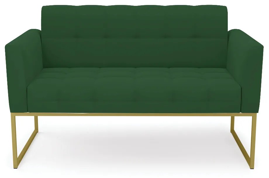 Sofá Namoradeira Elisa Veludo Base Metálica Industrial Dourado - D'Rossi - Verde