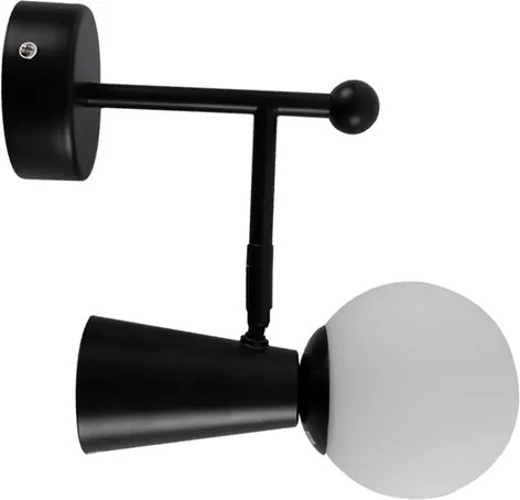 Arandela Aluminio Vidro Preto Sears