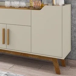 Balcão Aparador Buffet 4 Portas 1 Gaveta Future Off White/Cinamomo - B