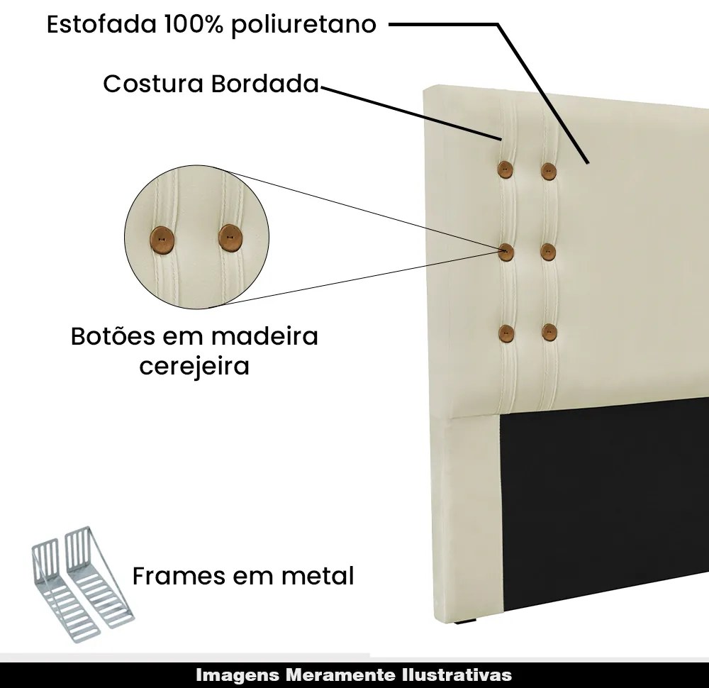 Cabeceira Decorativa Casal 1,40M Kors Veludo Bege G63 - Gran Belo