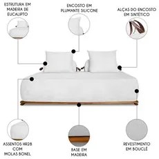 Sofá 6 Lugares Ilha 2 Módulos 200cm Viero S06 Boucle Branco - Mpozenat