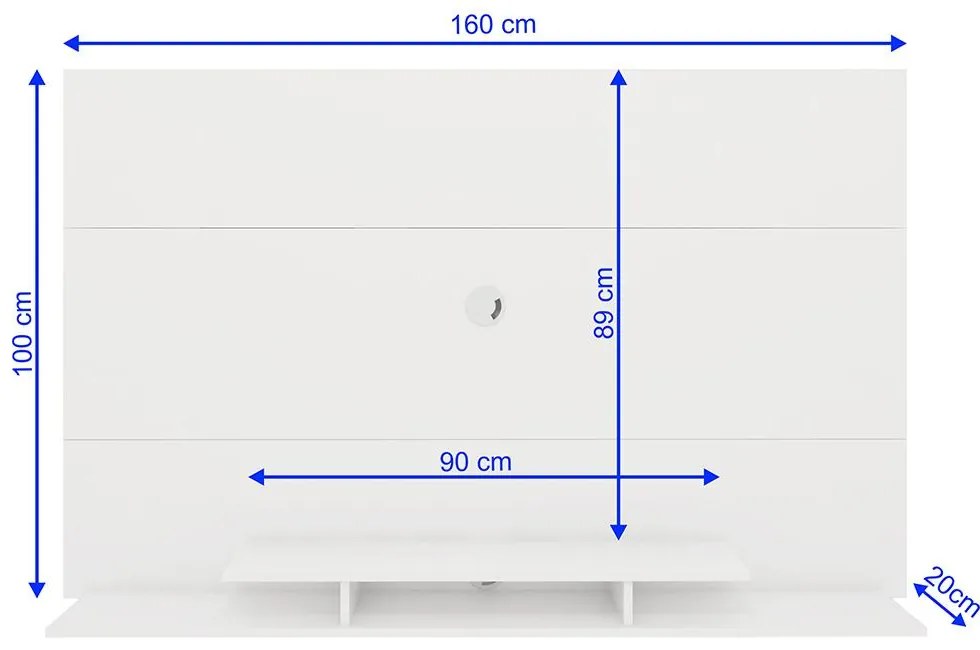 Painel Para TV Até 60" 1 Nicho 3 Prateleiras Premium Branco
