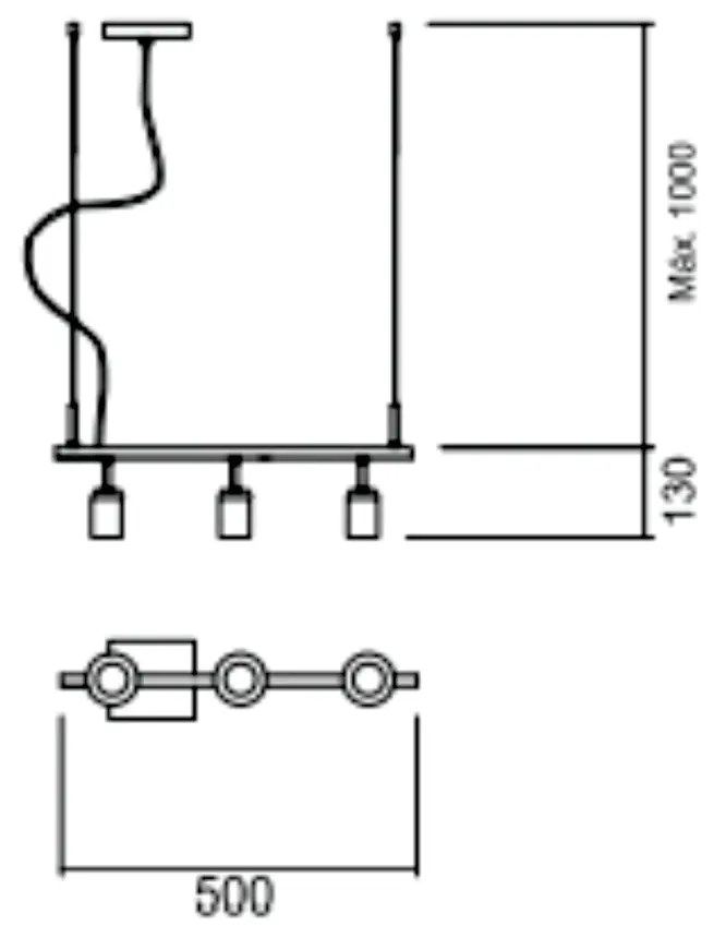 Pendente Branch S/ Globos 50Cm 3L E27 | Usina 16553/3 (BT - Branco Texturizado)
