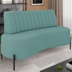 Sofá 2 Lugares 160cm Pés Aço Preto Tamar Z08 Boucle Azul - Mpozenato
