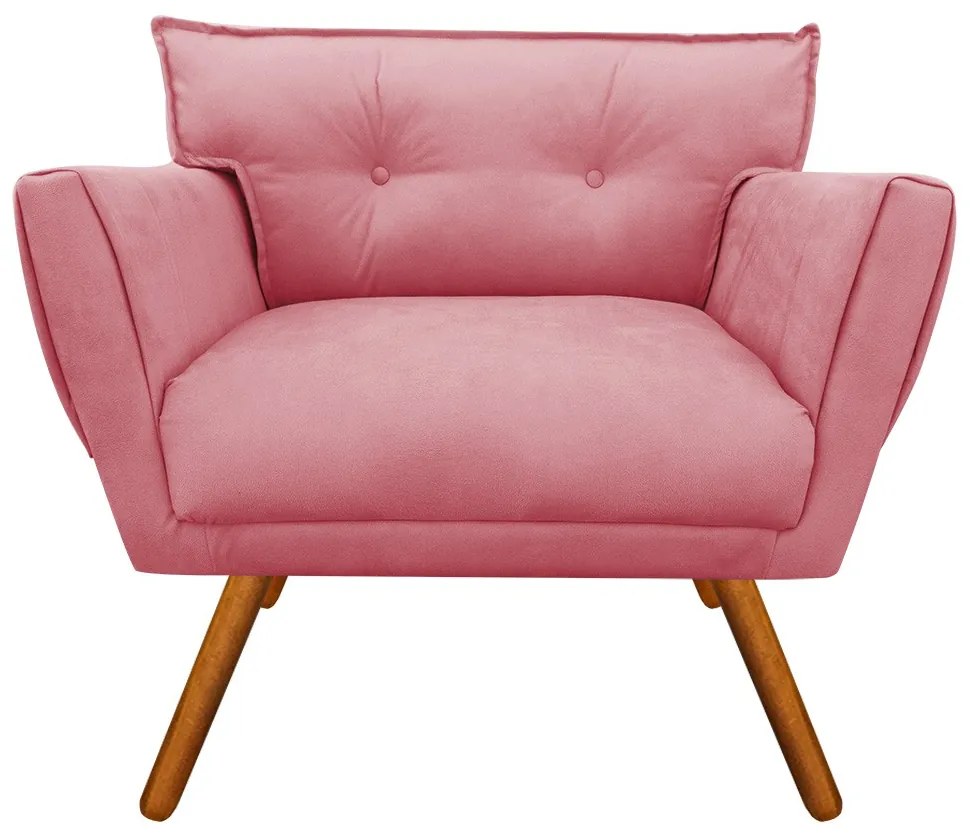 Kit 1 Namoradeira 2 Lugares e 2 Poltronas Anitta Suede Pés Palito Castanho - D'Rossi - Rose