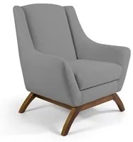Poltrona Decorativa Base Manu Madeira Juliet C-416 Linho Cinza - Domi