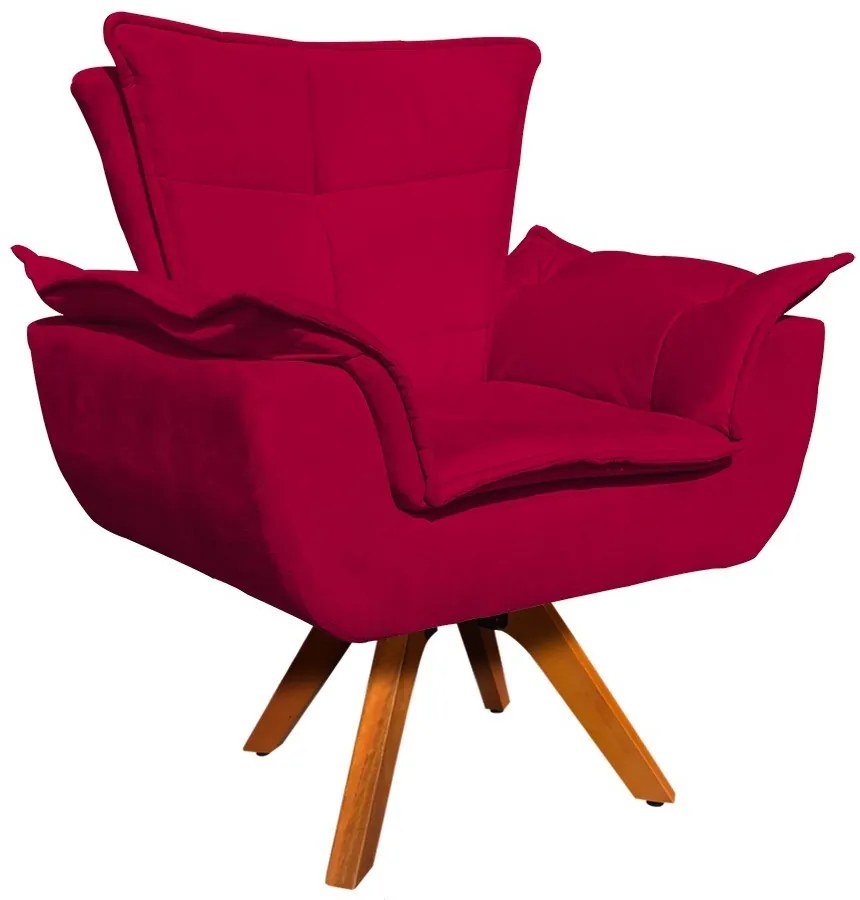 Poltrona Sala de Estar Giratória MM30 Kit 2 Opalla Suede - Vermelho