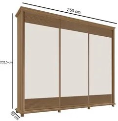 Guarda Roupa 250cm 3 Portas Deslizante Sem Espelho 4 Gavetas Doratto F