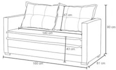 Sofá Cama Casal Articulável 2 Lugares Londres Suede Bege - D'Monegatto