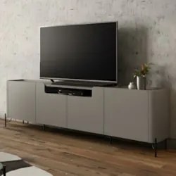 Rack TV 85 Pol 260cm 4 Portas Lisas Blen Grigio/Preto I06 - Mpozenato