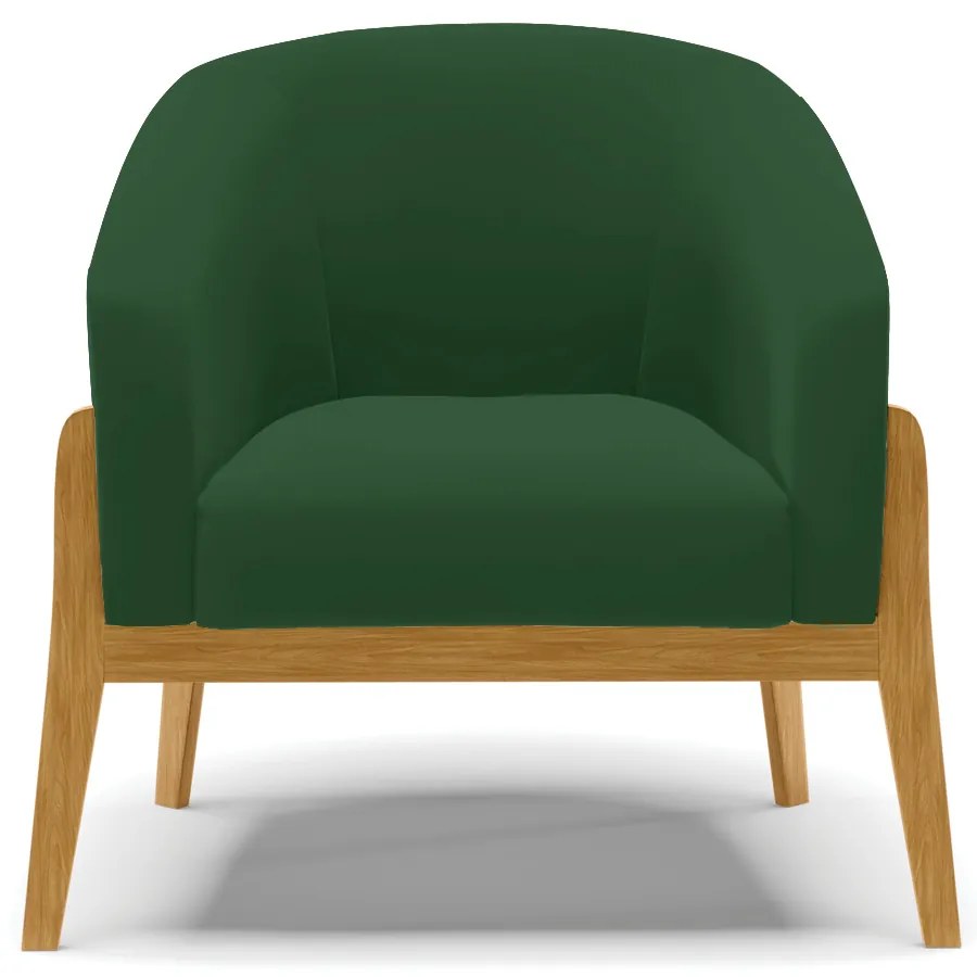 Poltrona Decorativa Base de Madeira Stella Veludo Verde D03 - D'Rossi